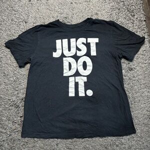 Nike Shirt Mens Large Black Pullover Short Sleeve Just Do It Logo
